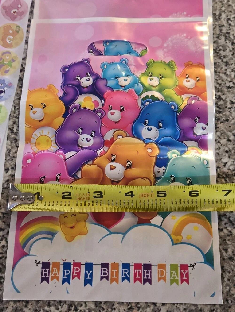 Care Bears Characters Pink Party Favor Bags with Stickers